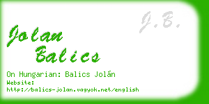 jolan balics business card