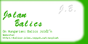 jolan balics business card